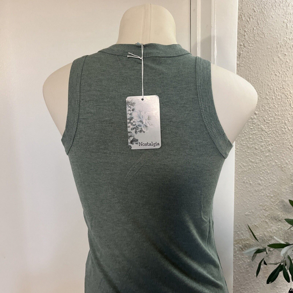 NWT Sage Green Soft Women’s Tank Medium NWT By Nostalgia - Picture 9 of 13